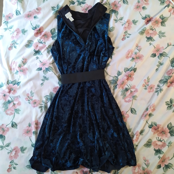 NWOT Blue Velvet High Neck Sleeveless Dress - Picture 2 of 7